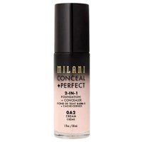 Fond de Ten si Corector - Milani Conceal + Perfect 2-in-1 Foundation + Concealer, nuanta 0A2 Cream, 30 ml - 1