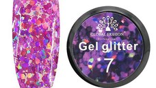Gel color cu sclipici, Global Fashion,Glitter, 5 gr ,Violet 07