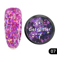Gel color cu sclipici, Global Fashion,Glitter, 5 gr ,Violet 07 - 1