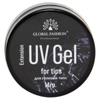 Gel UV constructie unghii, Global Fashion, pentru tips, 14 gr, Transparent - 1