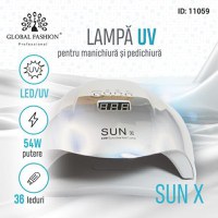 Lampa de unghii LED/UV, Sun-X, 54W, Argintie - 1
