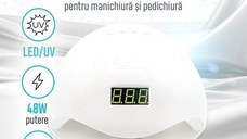 Lampa Led/Uv profesionala SUN5, 48W, ecran digital, alba