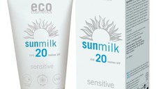 Lapte de Plaja Bio pentru Piele Sensibila cu Ulei de Zmeura SPF 20 Eco Cosmetics, 75ml