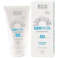 Lapte de Plaja Bio pentru Piele Sensibila cu Ulei de Zmeura SPF 50 Eco Cosmetics, 75ml - 1