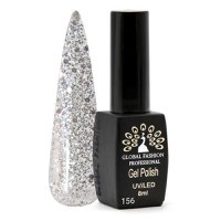 Oja semipermanenta, Global Fashion, Black Elite, 8 ml, Argintiu 156 - 1