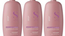 Pachet 3 x Balsam Hidratant fara Clatire pentru Par Uscat - Alfaparf Milano Semi Di Lino Moisture Nutritive Leave-in Conditioner, 1000 ml