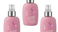 Pachet 3 x Fluid Tratament Hidratant de Descurcare pentru Par Uscat - Alfaparf Milano Semi Di Lino Moisture Nutritive Detangling Fluid, 125ml