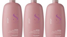 Pachet 3 x Sampon Hidratant pentru Par Uscat - Alfaparf Milano Semi Di Lino Moisture Nutritive Low Shampoo, 1000 ml