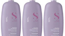Pachet 3 x Sampon pentru Netezire - Alfaparf Milano Semi Di Lino Smoothing Low Shampoo, 1000 ml