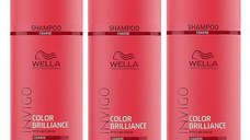 Pachet 3 x Sampon pentru Par Vopsit, Aspru - Wella Professionals Invigo Color Brilliance Color Protection Shampoo Coarse Hair, 1000ml