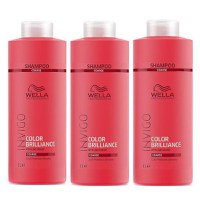 Pachet 3 x Sampon pentru Par Vopsit, Aspru - Wella Professionals Invigo Color Brilliance Color Protection Shampoo Coarse Hair, 1000ml - 1