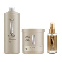 Pachet cu Keratina - Londa Professional Fiber Infusion: Sampon 1000 ml, Tratament Reconstructiv 750 ml, Ulei Argan 100 ml - 1