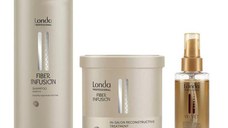 Pachet cu Keratina - Londa Professional Fiber Infusion: Sampon 1000 ml, Tratament Reconstructiv 750 ml, Ulei Argan 100 ml