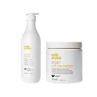 Pachet cu Ulei de Argan pentru Toate Tipurile de Par - Milk Shake Argan: Sampon 1000 ml + Masca 500 ml - 1