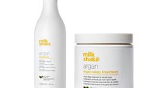 Pachet cu Ulei de Argan pentru Toate Tipurile de Par - Milk Shake Argan: Sampon 1000 ml + Masca 500 ml