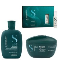 Pachet de Reconstructie pentru Par Fin si Deteriorat- Alfaparf Milano Semi Di Lino Reconstruction Reparative Low A - Z Bond Complex: Sampon 250 ml, Masca 200 ml, Lotiune 6 x 13 ml - 1