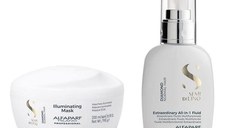 Pachet de Stralucire pentru Par Normal - Alfaparf Milano Semi di Lino Diamond Illuminating: Masca 200 ml, Fluid 125 ml