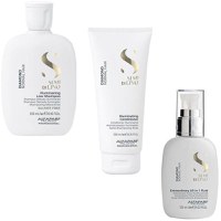 Pachet de Stralucire pentru Par Normal - Alfaparf Milano Semi Di Lino Diamond Illuminating: Sampon 250 ml, Balsam 200 ml, Fluid de Stralucire 125 ml - 1