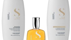 Pachet de Stralucire pentru Par Normal Alfaparf Semi di Lino Diamond Illuminating - Sampon 1000ml, Balsam 1000ml, Ser 50ml