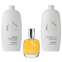 Pachet de Stralucire pentru Par Normal Alfaparf Semi di Lino Diamond Illuminating - Sampon 1000ml, Balsam 1000ml, Ser 50ml - 1