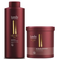 Pachet Hidratant cu Ulei de Argan - Londa Professional Velvet Oil: Sampon 1000 ml, Masca 750 ml - 1