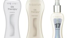 Pachet Nutritiv - Biosilk Farouk Silk Therapy: Sampon 355 ml, Balsam 350 ml, Balsam Leave-In 167 ml