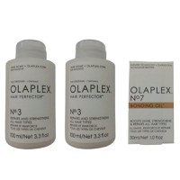 Pachet pentru Intretinerea Parului Olaplex - 2 x Tratament Intretinere Par Vopsit - OLAPLEX Hair Perfector No. 3 100 ml; 1 x Ulei pentru Toate Tipurile de Par - Olaplex No 7 Bonding Oil, 30 ml - 1