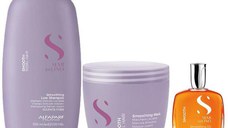 Pachet pentru Netezire - Alfaparf Milano Semi Di Lino Smoothing: Sampon 1000 ml, Masca 500 ml, Ulei 100 ml