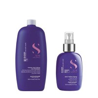 Pachet pentru Neutralizarea Tonurilor de Galben - Alfaparf Milano Semi di Lino Intense Anti-Yellow: Sampon 1000 ml, Spray 125 ml - 1