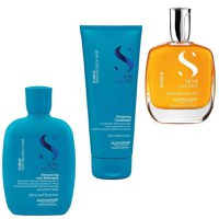 Pachet pentru Par Cret sau Ondulat - Alfaparf Semi di Lino Curls: Sampon 250 ml, Balsam 200 ml, Ulei 100 ml - 1