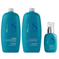 Pachet pentru Par Cret sau Ondulat - Alfaparf Semi di Lino Curls: Sampon pentru Par Cret 1000 ml, Balsam pentru Par Cret 1000 ml, Crema pentru Definirea Buclelor 125 ml - 1