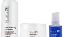 Pachet pentru Par Uscat si Deteriorat - Black Professional Line Restructuring: Sampon 500 ml, Masca 500 ml, Cristale Lichide 100 ml