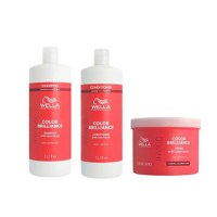 Pachet pentru Par Vopsit cu Fir Gros - Wella Professionals Invigo Color Brilliance Coarse: Sampon 1000 ml, Balsam 1000 ml, Masca 500 ml - 1