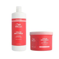 Pachet pentru Par Vopsit, Fin sau Normal - Wella Professionals Invigo Color Brilliance Vibrant Color: Sampon 1000 ml + Masca Fine/Normal Hair, 500 ml - 1