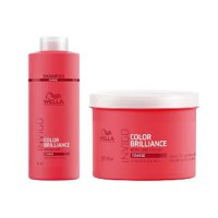 Pachet pentru Par Vopsit, Fir Gros - Wella Professionals Invigo Color Brilliance Vibrant Color: Sampon 1000 ml + Masca Coarse Hair 500 ml - 1