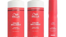 Pachet pentru Par Vopsit si Aspru - Wella Professionals Invigo Color Brilliance: Sampon 1000 ml, Balsam 1000 ml, Spray 150 ml