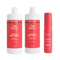 Pachet pentru Par Vopsit si Aspru - Wella Professionals Invigo Color Brilliance: Sampon 1000 ml, Balsam 1000 ml, Spray 150 ml - 1