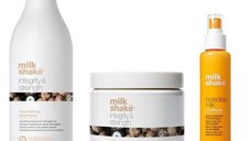 Pachet Tratament Complet pentru Par Uscat si Deteriorat - Milk Shake Integrity & Strength: Sampon, 100 ml + Masca, 500 ml + Tratament, 150 ml