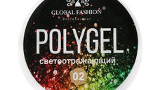 Polygel constructie unghii cu sclipici reflectorizant Disco Polygel 02, 15 g