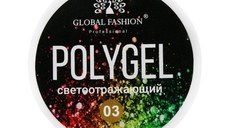 Polygel constructie unghii cu sclipici reflectorizant Disco Polygel 03, 15 g