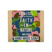 Sapun Natural Solid cu Trandafir Salbatic - Faith in Nature Hand Made Soap Wild Rose, 100 g - 1