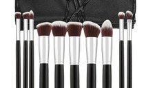 Set 10 Pensule Negre Kabuki pentru Machiaj - Mimo Makeup Brush Kabuki Black, 10 buc
