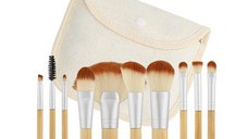 Set 10 Pensule pentru Machiaj - Mimo Makeup Brush Bamboo, 10 buc