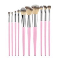 Set 10 Pensule Roz pentru Machiaj - Mimo Makeup Brush Pink, 10 buc - 1