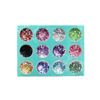 Set 12 decoratiuni unghii, Global Fashion, cristale cerc, Multicolor - 1