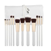 Set 12 Pensule Albe Kabuki pentru Machiaj - Mimo Makeup Brush Kabuki White, 12 buc - 1