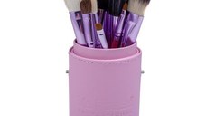 Set 12 Pensule Machiaj in Tub Depozitare Roz Lila Rossa, 1 set