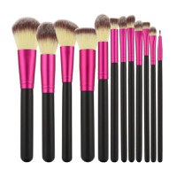 Set 12 Pensule Negre cu Roz pentru Machiaj - Mimo Makeup Brush Black &amp; Pink, 12 buc - 1