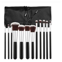 Set 12 Pensule Negre Kabuki pentru Machiaj - Mimo Makeup Brush Kabuki Black, 12 buc - 1