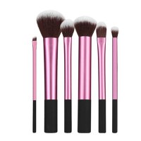 Set 6 Pensule Roz cu Negru pentru Machiaj - Mimo Makeup Brush Long Ferrule, 6 buc - 1